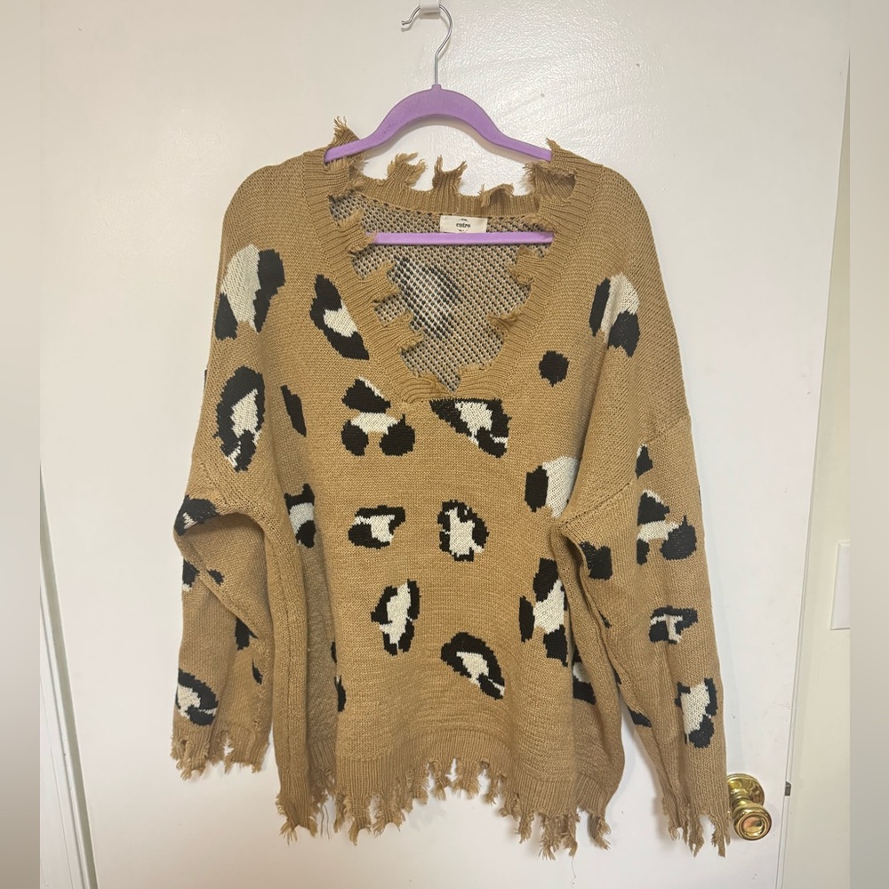 Entro Beige and Black Knit Top